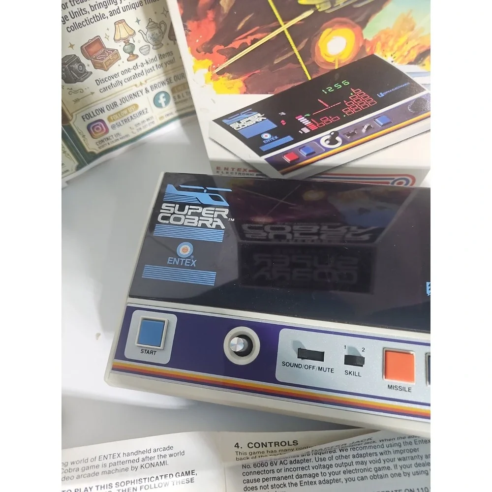 Vintage Entex Super Cobra rare handheld arcade game Tested Works Box N Manuel